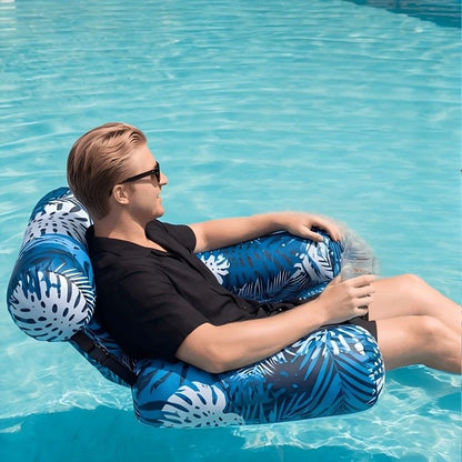 Water Floating Lounge Chair: Floating Pillow Design, Stable Sitting and Lying, Durable Oxford Fabric, Pool and Beach Vacation Companion.GREEN