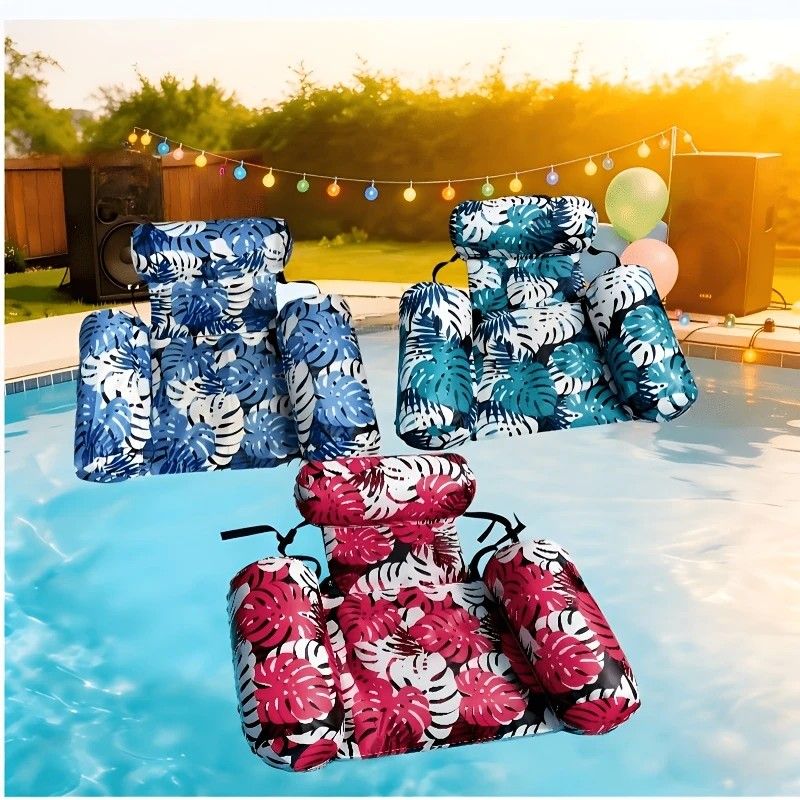 Water Floating Lounge Chair: Floating Pillow Design, Stable Sitting and Lying, Durable Oxford Fabric, Pool and Beach Vacation Companion.GREEN