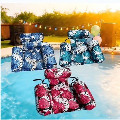 Water Floating Lounge Chair: Floating Pillow Design, Stable Sitting and Lying, Durable Oxford Fabric, Pool and Beach Vacation Companion.BLUE