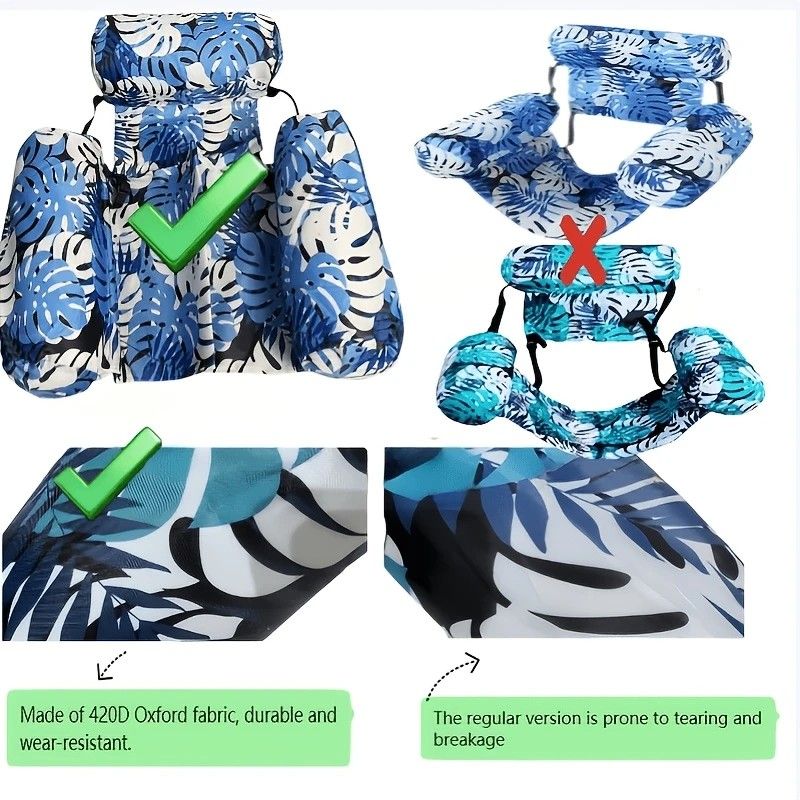 Water Floating Lounge Chair: Floating Pillow Design, Stable Sitting and Lying, Durable Oxford Fabric, Pool and Beach Vacation Companion.BLUE