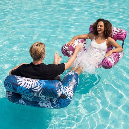 Water Floating Lounge Chair: Floating Pillow Design, Stable Sitting and Lying, Durable Oxford Fabric, Pool and Beach Vacation Companion。PINK