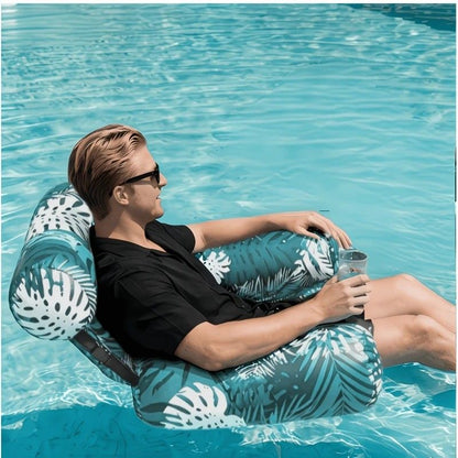 Water Floating Lounge Chair: Floating Pillow Design, Stable Sitting and Lying, Durable Oxford Fabric, Pool and Beach Vacation Companion。PINK