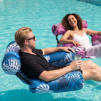 Water Floating Lounge Chair: Floating Pillow Design, Stable Sitting and Lying, Durable Oxford Fabric, Pool and Beach Vacation Companion。PINK