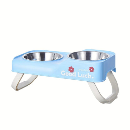 Dopamine Color Pet Bowl Set, Anti-Slip Adjustable Height Design for Small/Medium Dogs and Cats(pink)