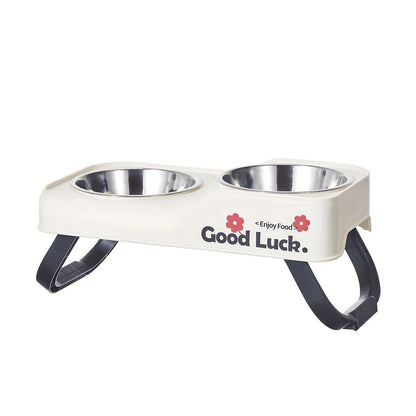 Dopamine Color Pet Bowl Set, Anti-Slip Adjustable Height Design for Small/Medium Dogs and Cats(white)