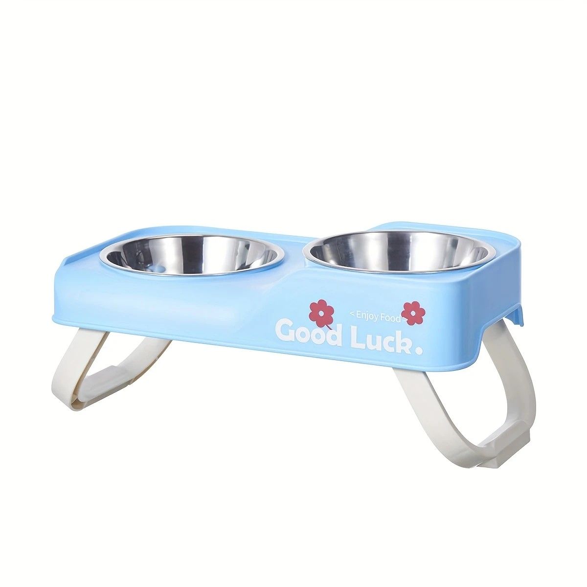 Dopamine Color Pet Bowl Set, Anti-Slip Adjustable Height Design for Small/Medium Dogs and Cats(white)