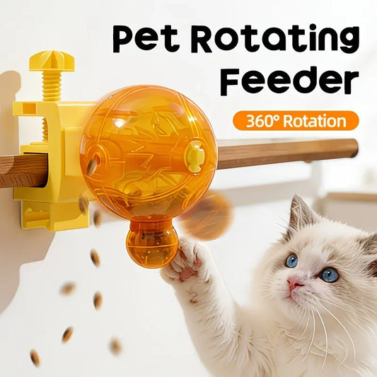 Pet Puzzle Spinning Feeder: 360° Slow Feeding Portion Control, Clip-On Installation, Eat While Playing/the little orange