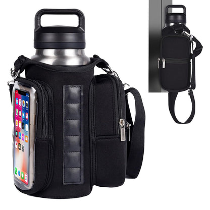 Transparent Single Row 6 Magnet Fitness Water Bottle Bag: HD touchscreen phone pocket, multi-pocket storage, thickened wear-resistant material securely attaches to equipment, one bag handles all sports and travel needs./PINK