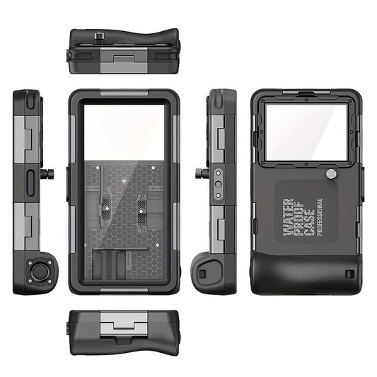 15m Waterproof Phone Case for Diving & Surfing - 1 Hour Underwater Shooting, Dual Seal, Zinc Alloy Buckle, Fits iPhone Samsung Xiaomi up to 6.9 Inch(black+black)