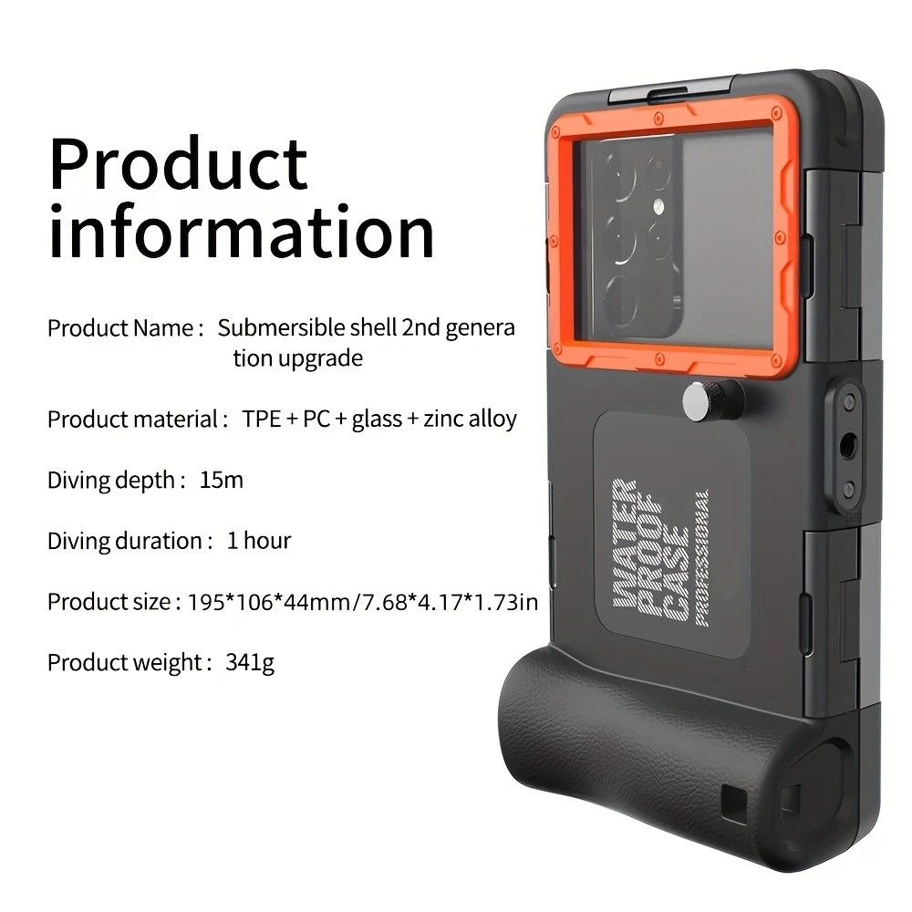15m Waterproof Phone Case for Diving & Surfing - 1 Hour Underwater Shooting, Dual Seal, Zinc Alloy Buckle, Fits iPhone Samsung Xiaomi up to 6.9 Inch(BLACK+BLUE)