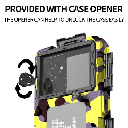 15m Waterproof Phone Case for Diving & Surfing - 1 Hour Underwater Shooting, Dual Seal, Zinc Alloy Buckle, Fits iPhone Samsung Xiaomi up to 6.9 Inch(Camouflage yellow+black)