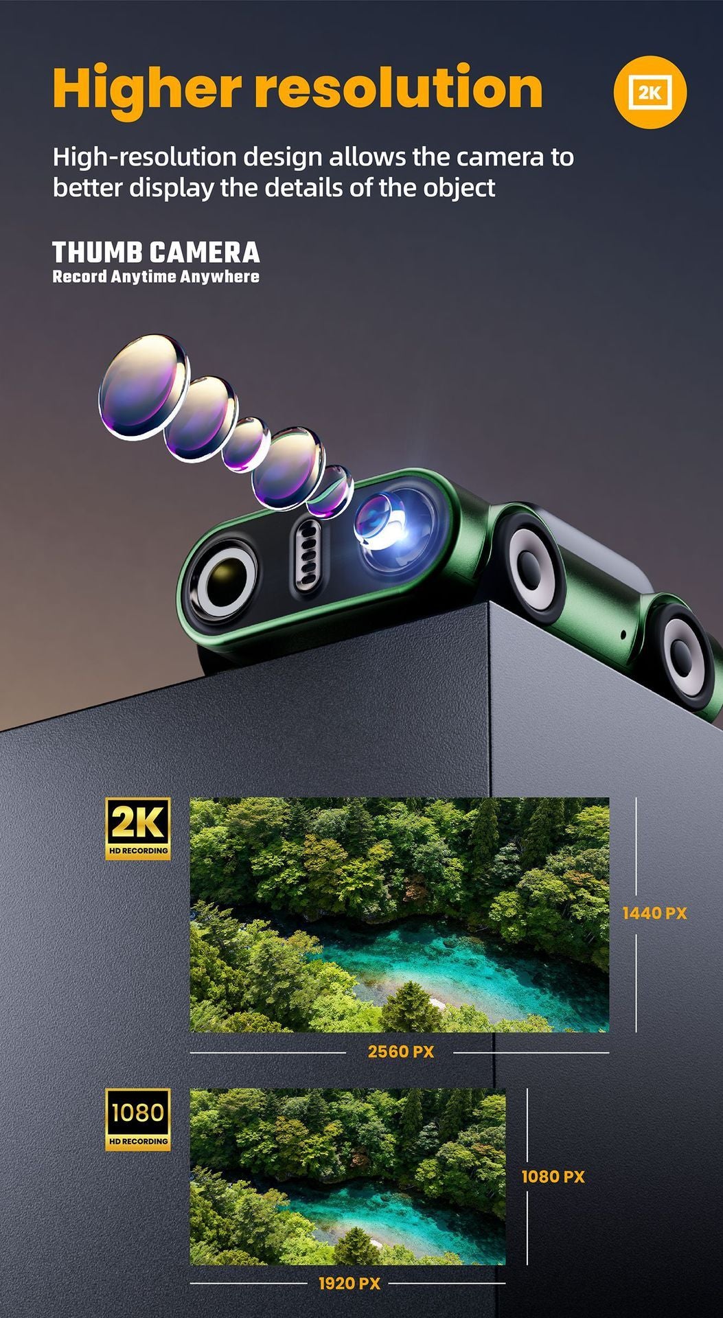 Creative Car-Shaped 2K HD Thumb Camera: Mini & Portable, Auto Focus, Clear in Low Light, Captures Every Wonderful Moment of Childhood and Life（G5 dark green 32G memory card）