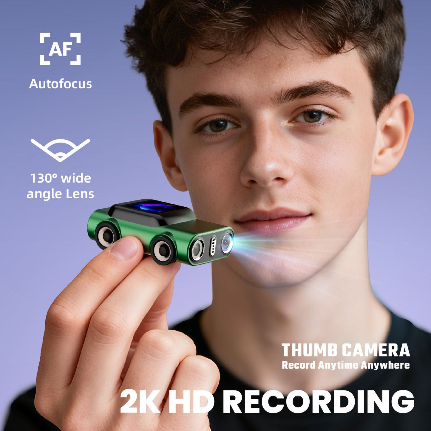 Creative Car-Shaped 2K HD Thumb Camera: Mini & Portable, Auto Focus, Clear in Low Light, Captures Every Wonderful Moment of Childhood and Life（G5 dark green 32G memory card）