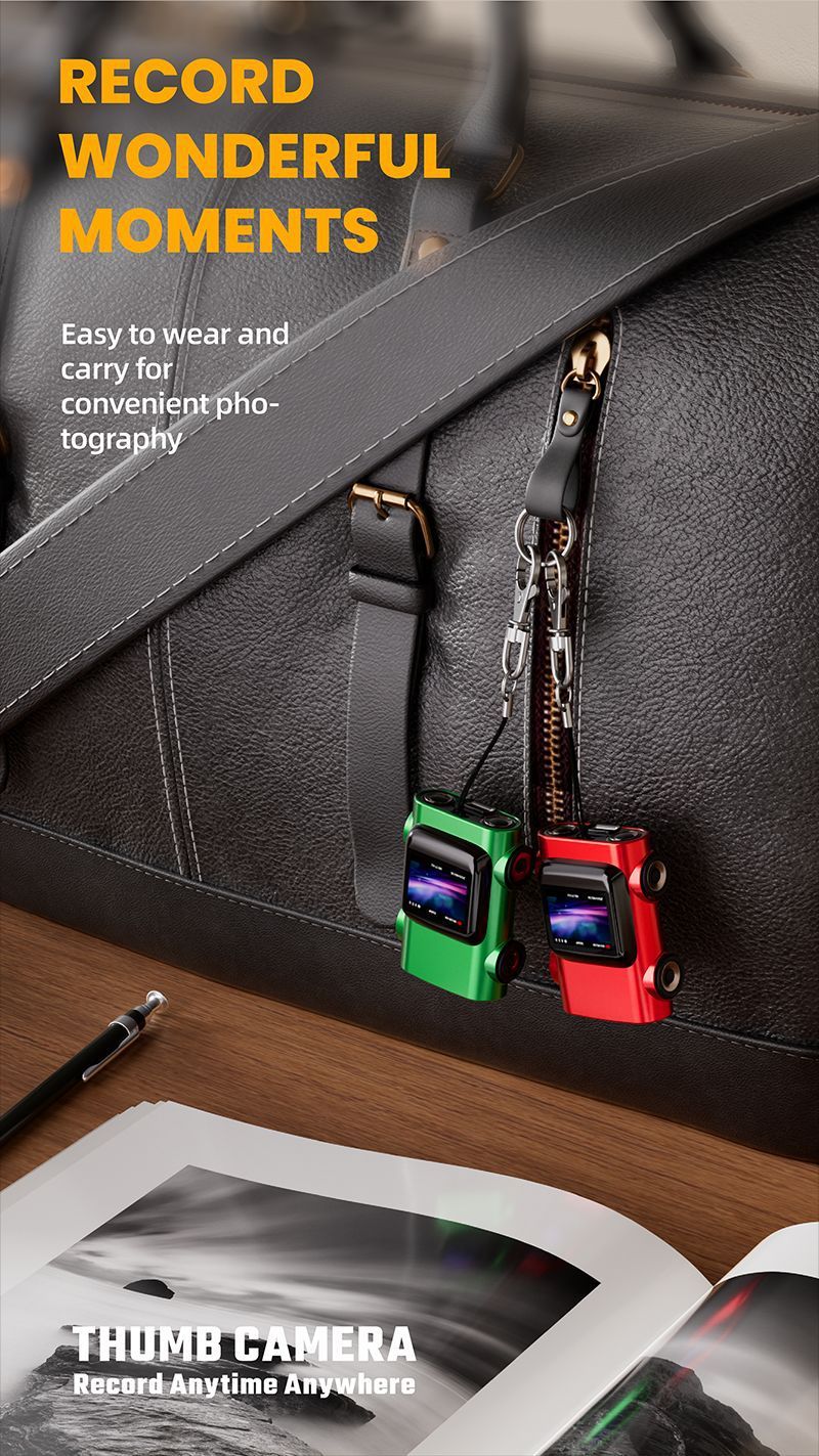 Creative Car-Shaped 2K HD Thumb Camera: Mini & Portable, Auto Focus, Clear in Low Light, Captures Every Wonderful Moment of Childhood and Life（G5 dark green 32G memory card）