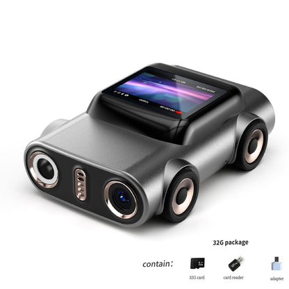 Creative Car-Shaped 2K HD Thumb Camera: Mini & Portable, Auto Focus, Clear in Low Light, Captures Every Wonderful Moment of Childhood and Life(G5 gray 32G memory card）