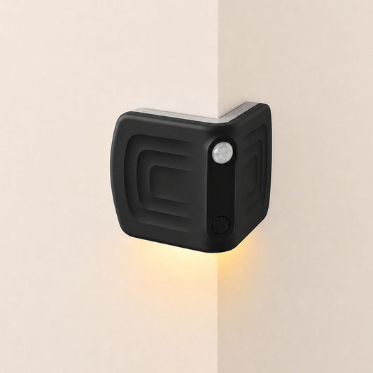 1PCS Magnetic induction corner night light, made of ABS and PVC for lightweight durability, three adjustable color temperatures, 120° motion sensing, USB-C fast charging, suitable for multiple scenarios./BLACK