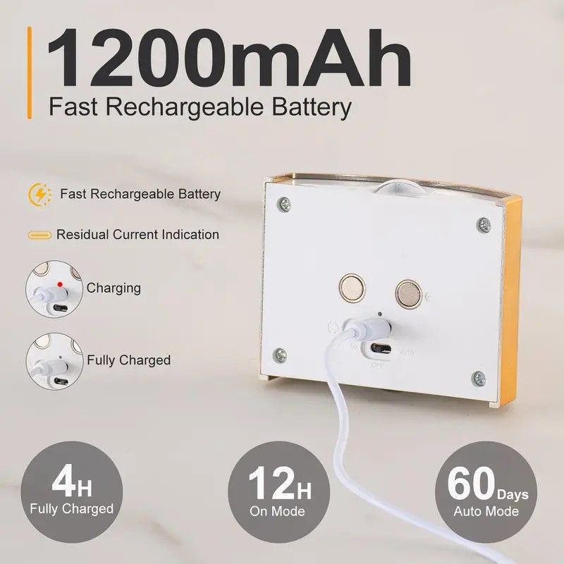 2PCS Induction wall lamp with three-color stepless dimming, 120° auto shut-off, USB rechargeable magnetic installation. Smart motion-sensing LED wall lamp, serving as both a night light and an ambient light./Chrome color