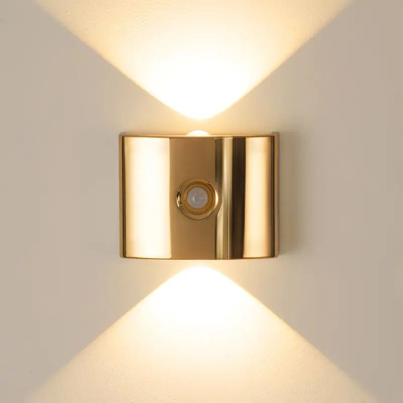 2PCS Induction wall lamp with three-color stepless dimming, 120° auto shut-off, USB rechargeable magnetic installation. Smart motion-sensing LED wall lamp, serving as both a night light and an ambient light./Chrome color