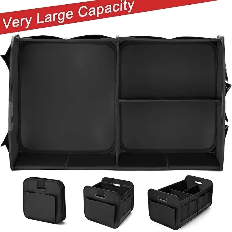 1 Car Trunk Organizer, Automotive Storage, Reinforced Handle, Foldable Multi-Compartment Car Organizer, 600D Oxford Fabric, Suitable for Any Car, SUV, Minivan, Vehicle Storage.red