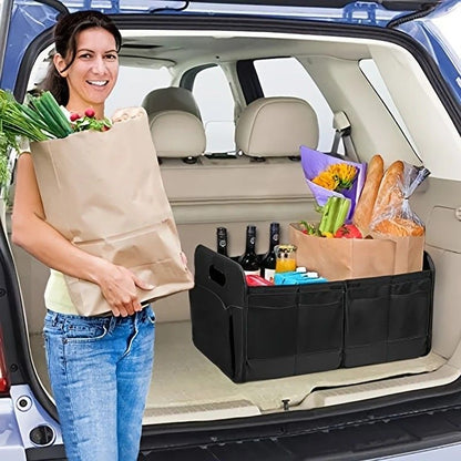 1 Car Trunk Organizer, Automotive Storage, Reinforced Handle, Foldable Multi-Compartment Car Organizer, 600D Oxford Fabric, Suitable for Any Car, SUV, Minivan, Vehicle Storage.red