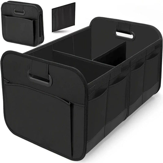 1 Car Trunk Organizer, Automotive Storage, Reinforced Handle, Foldable Multi-Compartment Car Organizer, 600D Oxford Fabric, Suitable for Any Car, SUV, Minivan, Vehicle Storage.BLACK