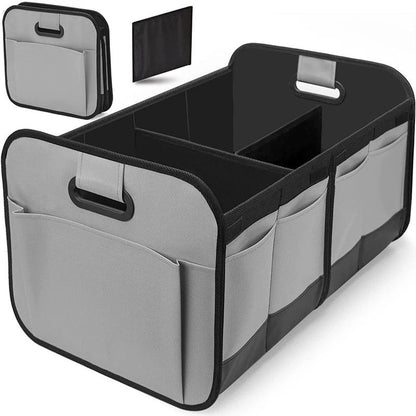 1 Car Trunk Organizer, Automotive Storage, Reinforced Handle, Foldable Multi-Compartment Car Organizer, 600D Oxford Fabric, Suitable for Any Car, SUV, Minivan, Vehicle Storage.GREY