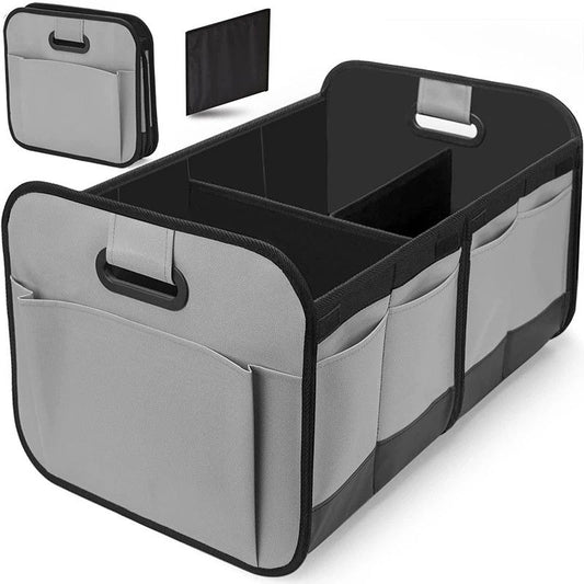 1 Car Trunk Organizer, Automotive Storage, Reinforced Handle, Foldable Multi-Compartment Car Organizer, 600D Oxford Fabric, Suitable for Any Car, SUV, Minivan, Vehicle Storage.GREY