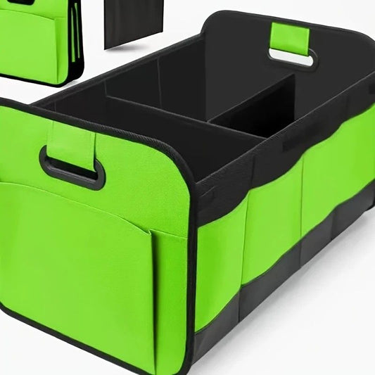 1 Car Trunk Organizer, Automotive Storage, Reinforced Handle, Foldable Multi-Compartment Car Organizer, 600D Oxford Fabric, Suitable for Any Car, SUV, Minivan, Vehicle Storage.GREEN