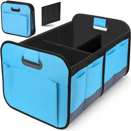 1 Car Trunk Organizer, Automotive Storage, Reinforced Handle, Foldable Multi-Compartment Car Organizer, 600D Oxford Fabric, Suitable for Any Car, SUV, Minivan, Vehicle Storage.BLUE