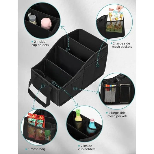 Car Multi-Compartment Organizer: Non-Slip & Spacious, 4-Section Storage for a Tidy Interior