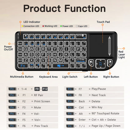 Multifunctional Mini Wireless Keyboard and Mouse Combo: Bluetooth & 2.4G Dual Mode, Integrated Laser Pointer and Touchpad, Multi-System Compatible, Essential Tool for Business Presentations and Office Work.