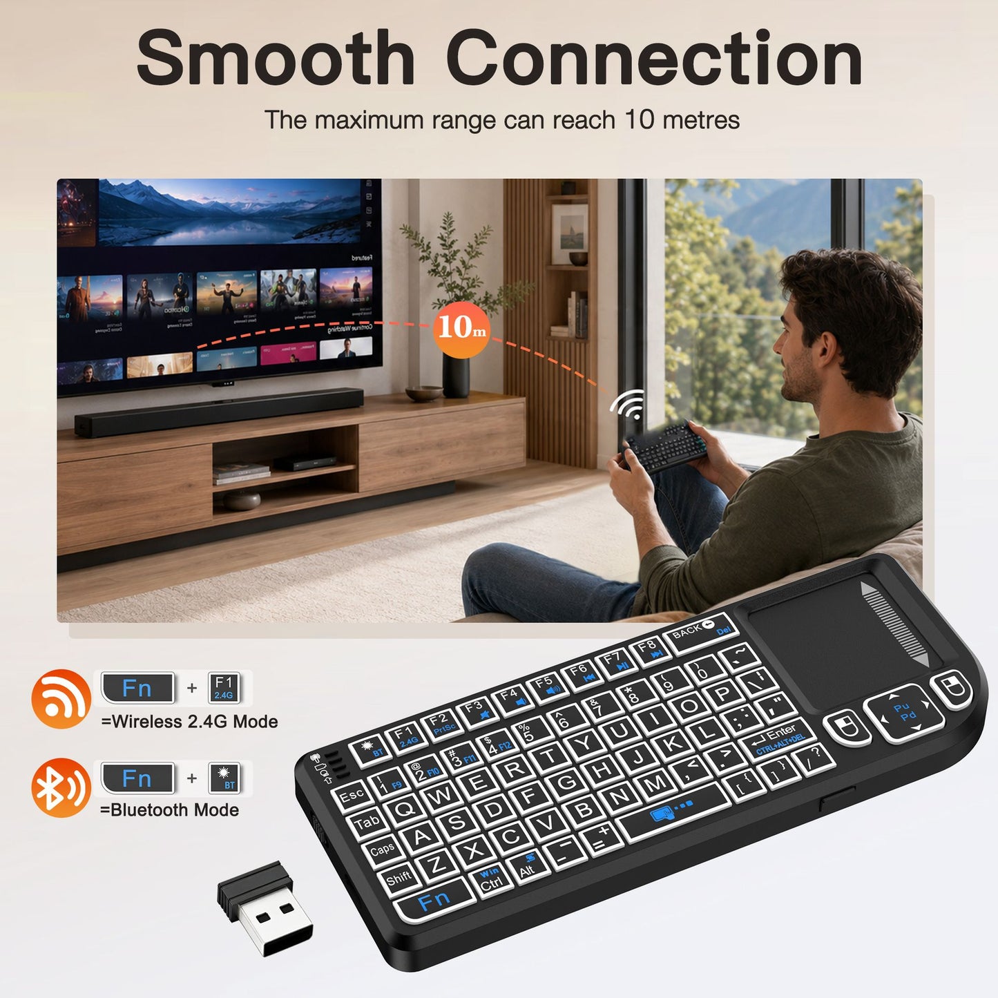 Multifunctional Mini Wireless Keyboard and Mouse Combo: Bluetooth & 2.4G Dual Mode, Integrated Laser Pointer and Touchpad, Multi-System Compatible, Essential Tool for Business Presentations and Office Work.