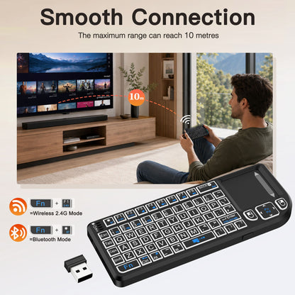Multifunctional Mini Wireless Keyboard and Mouse Combo: Bluetooth & 2.4G Dual Mode, Integrated Laser Pointer and Touchpad, Multi-System Compatible, Essential Tool for Business Presentations and Office Work.