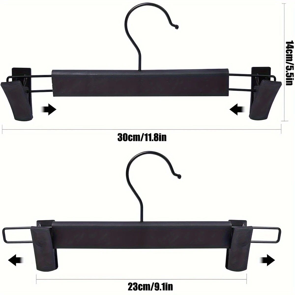10-Pack Multi-Purpose Adjustable Pant Hangers: Thickened Non-Slip Clips, 360° Rotating Hook, Adjustable Width, Suitable for Organizing and Drying Various Clothes, Towels, and More.