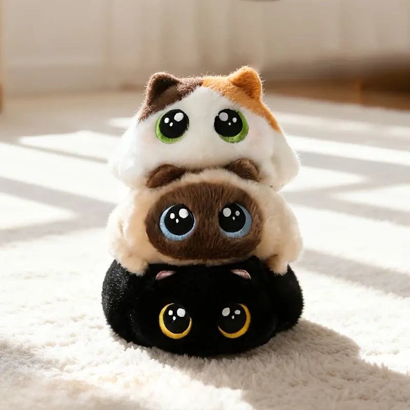 Adorable Big-Eyed Cat Plush Toy – Soft, Fluffy, Palm-Sized, Perfect for Playtime Cuddles and Soothing Companionship. (Dragon Li)