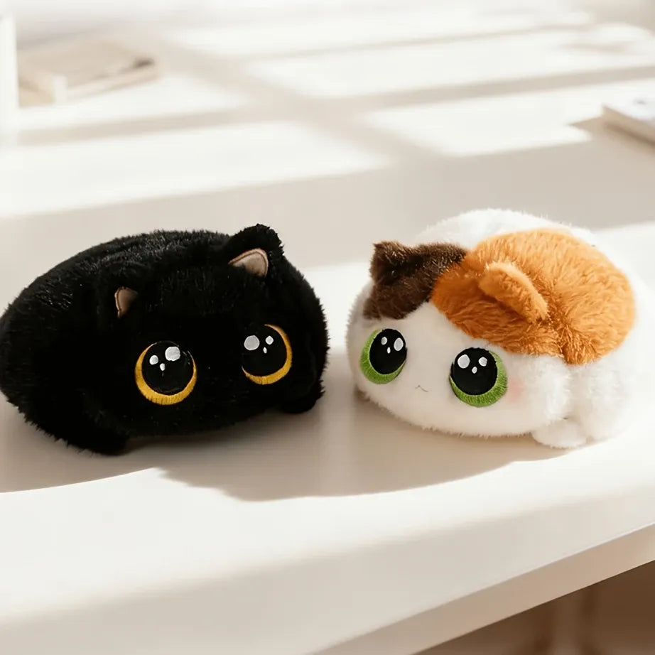 Adorable Big-Eyed Cat Plush Toy – Soft, Fluffy, Palm-Sized, Perfect for Playtime Cuddles and Soothing Companionship. (Dragon Li)
