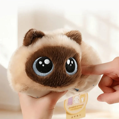 Adorable Big-Eyed Cat Plush Toy – Soft, Fluffy, Palm-Sized, Perfect for Playtime Cuddles and Soothing Companionship. (Dragon Li)