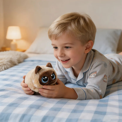 Adorable Big-Eyed Cat Plush Toy – Soft, Fluffy, Palm-Sized, Perfect for Playtime Cuddles and Soothing Companionship. (Dragon Li)