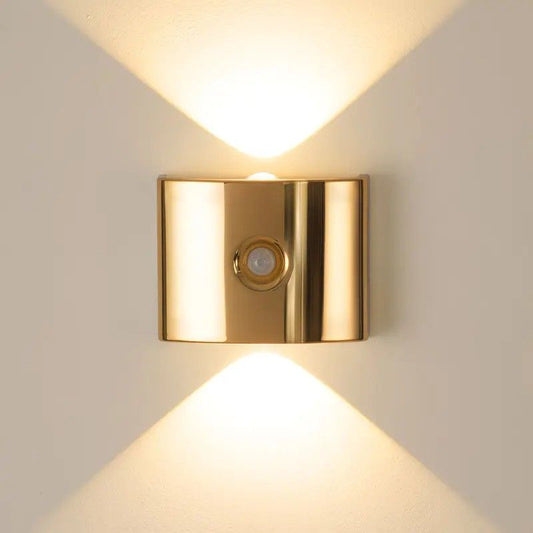 1PCS Induction wall lamp with three-color stepless dimming, 120° auto shut-off, USB rechargeable magnetic installation. Smart motion-sensing LED wall lamp, serving as both a night light and an ambient light./golden