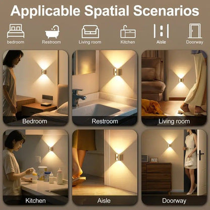1PCS Induction wall lamp with three-color stepless dimming, 120° auto shut-off, USB rechargeable magnetic installation. Smart motion-sensing LED wall lamp, serving as both a night light and an ambient light./golden