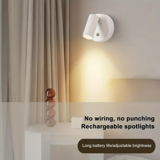 Drill Free Magnetic Charging Spotlight, 2000mAh Long Battery Life Touch Dimming, 350 Degree Rotation Multi Scene, Easily Create Home Ambiance/black