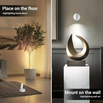 Drill Free Magnetic Charging Spotlight, 2000mAh Long Battery Life Touch Dimming, 350 Degree Rotation Multi Scene, Easily Create Home Ambiance/black