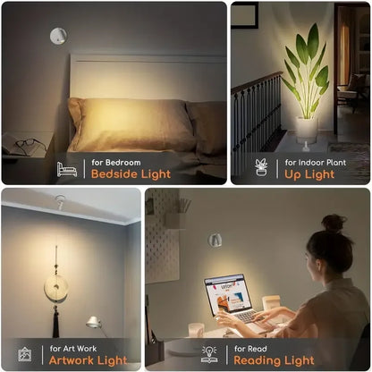 Drill Free Magnetic Charging Spotlight, 2000mAh Long Battery Life Touch Dimming, 350 Degree Rotation Multi Scene, Easily Create Home Ambiance/white