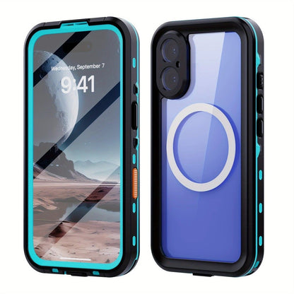 iPhone 16 Plus Waterproof Phone Case IP68 Drop Protection Snow Dust Resistant with Lanyard for Swimming Skiing Off Road Adventures(black)