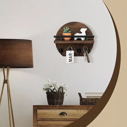 Handcrafted wooden wall organizer with partitioned storage and multifunctional use, easily creating a tidy and stylish entryway./BLACK