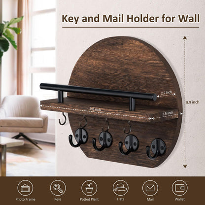 Handcrafted wooden wall organizer with partitioned storage and multifunctional use, easily creating a tidy and stylish entryway./GREY