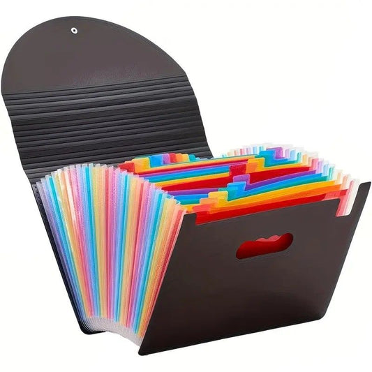 Expandable Rainbow Accordion File, 25 Vertical Multi-Pockets, Super Large Capacity Holds 4000 Sheets, 13 Color Classification, Waterproof and Portable, Suitable for All Seasons