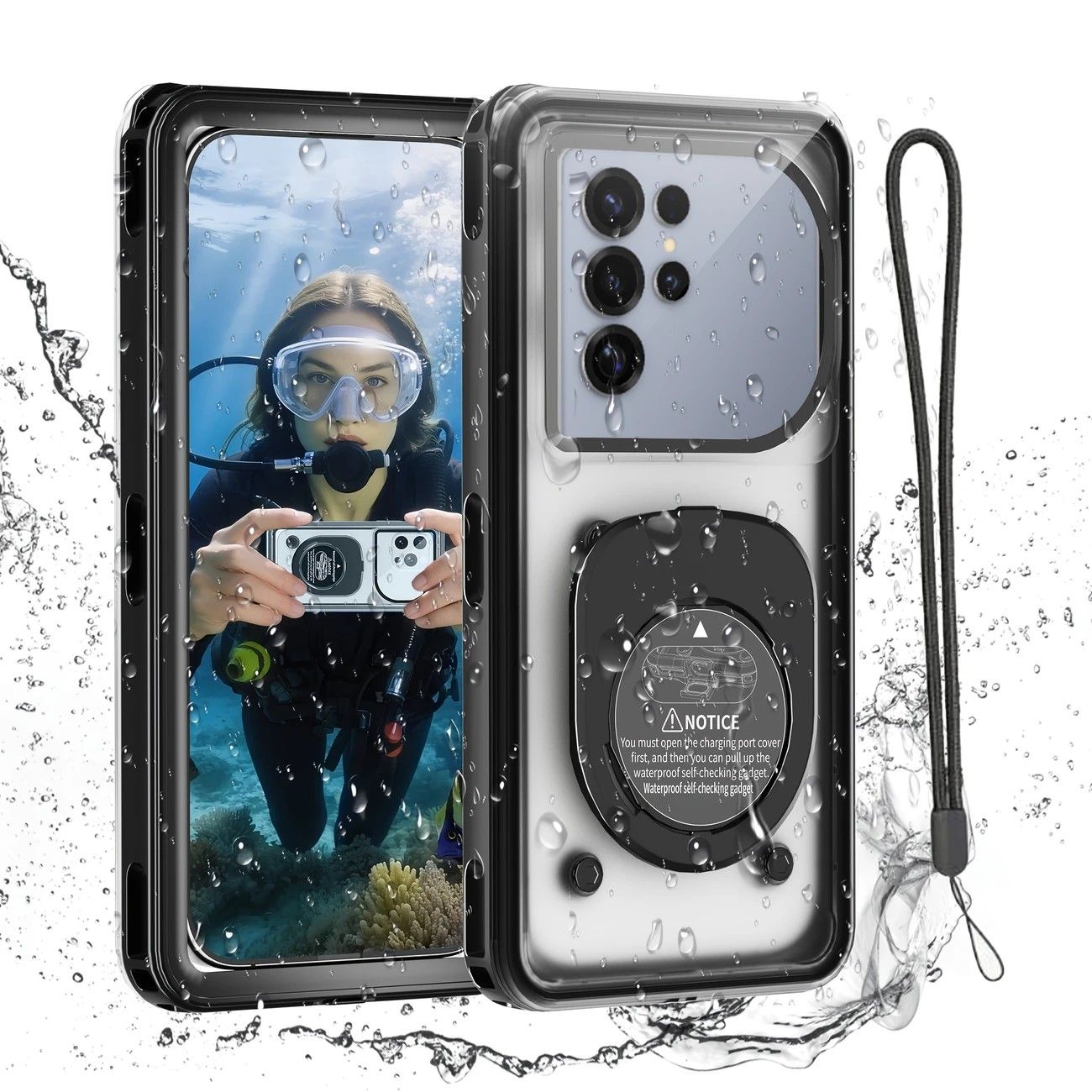 Newly Upgraded IPX8 Diving Phone Case, 15m Waterproof, 6.9-inch Universal, Surfing Swimming Underwater Photography, Shockproof and Scratch-Resistant.black
