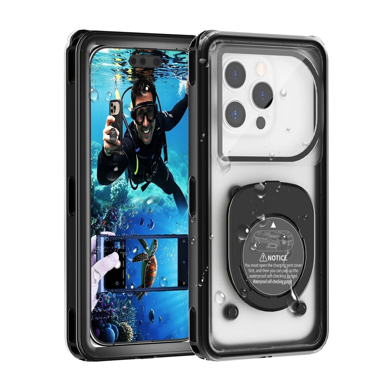 Newly Upgraded IPX8 Diving Phone Case, 15m Waterproof, 6.9-inch Universal, Surfing Swimming Underwater Photography, Shockproof and Scratch-Resistant.black