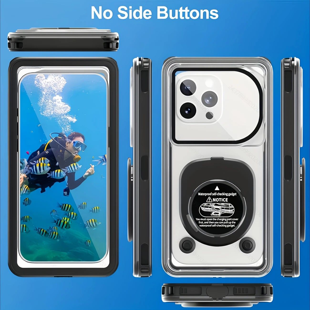 Newly Upgraded IPX8 Diving Phone Case, 15m Waterproof, 6.9-inch Universal, Surfing Swimming Underwater Photography, Shockproof and Scratch-Resistant.light blue